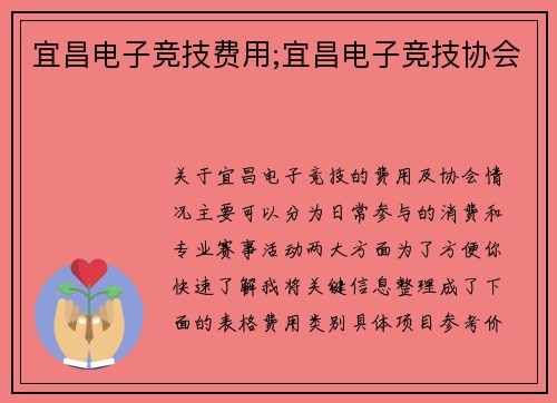 宜昌电子竞技费用;宜昌电子竞技协会